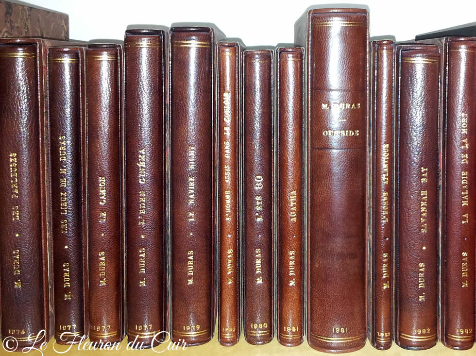 Série de livres reliés en plein cuir maroquin rust